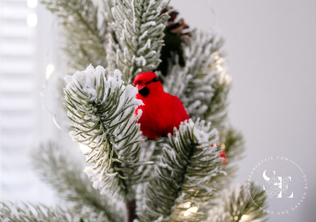 Red cardinal décor for the holidays
